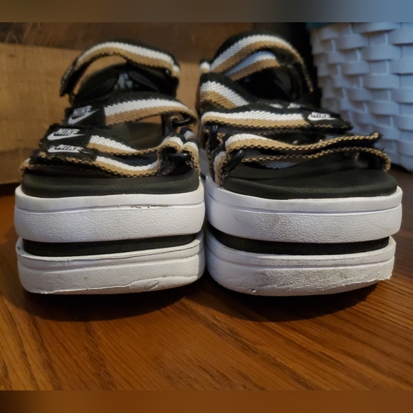 Nike Icon Classic Black Gold White Platform Sandals Shoes Women's Size 7 DH0224 - Picture 9 of 14